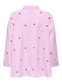 Bluse "gldNEW LINA GRACE" rosa mit Nadelstreifen und süßer Herz-Stickerei