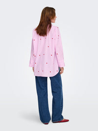 Bluse "gldNEW LINA GRACE" rosa mit Nadelstreifen und süßer Herz-Stickerei