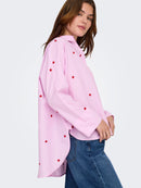 Bluse "gldNEW LINA GRACE" rosa mit Nadelstreifen und süßer Herz-Stickerei