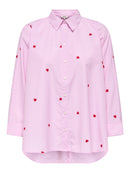 Bluse "gldNEW LINA GRACE" rosa mit Nadelstreifen und süßer Herz-Stickerei