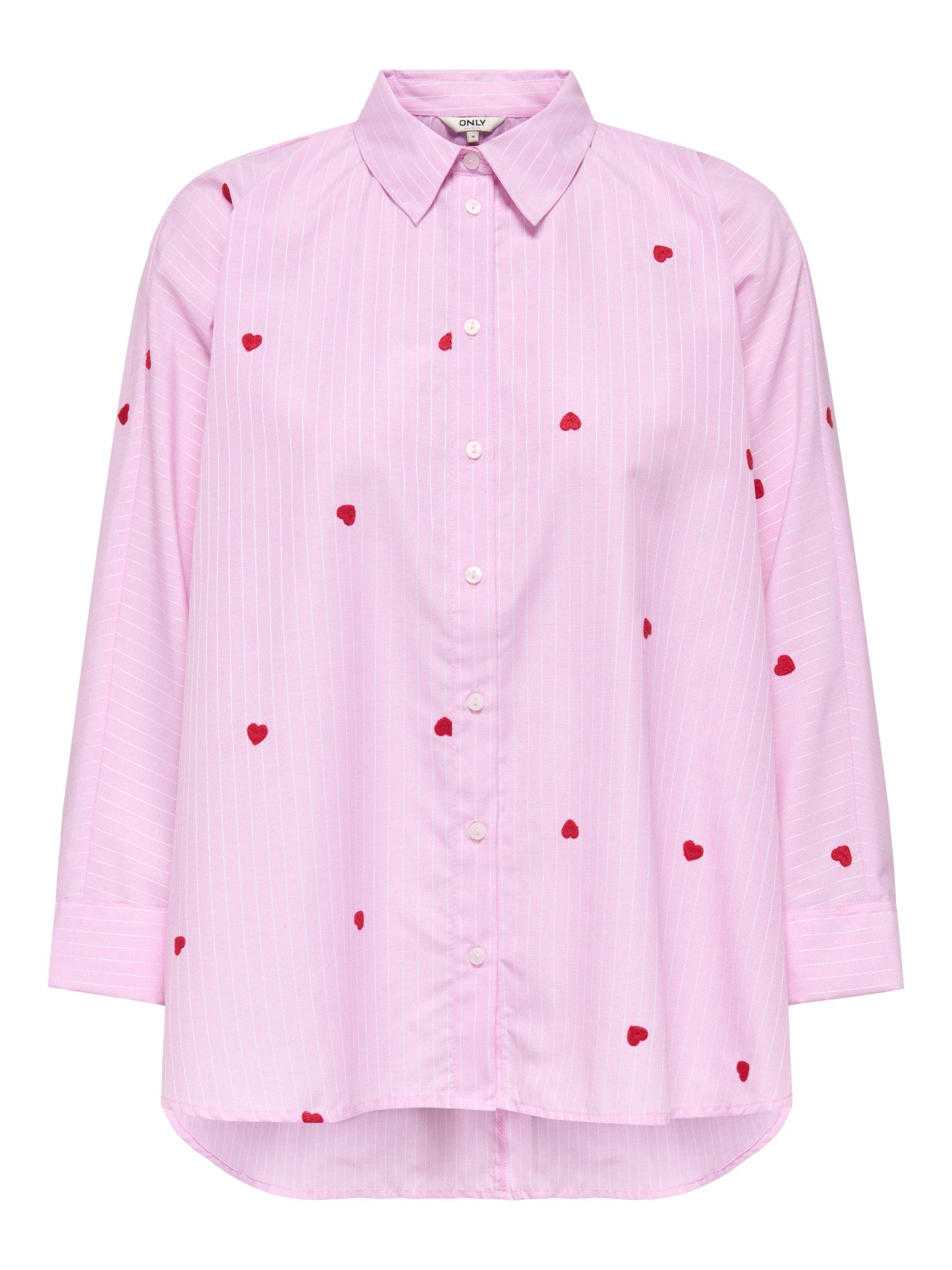 Bluse "gldNEW LINA GRACE" rosa mit Nadelstreifen und süßer Herz-Stickerei