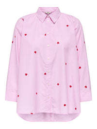 Bluse "gldNEW LINA GRACE" rosa mit Nadelstreifen und süßer Herz-Stickerei