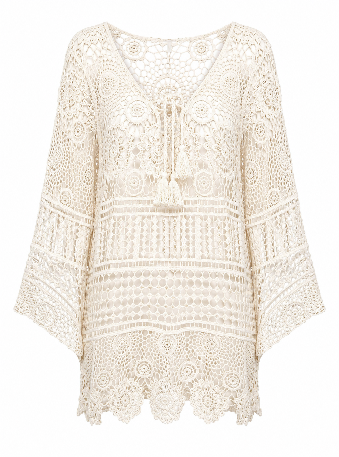 Kurzes Häkelkleid "gldFLORENCE" in beige