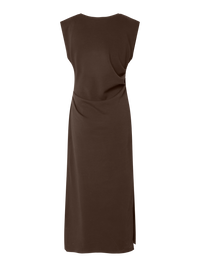 Kleid "gldPINA" in Schokobraun mit Schulterpolstern