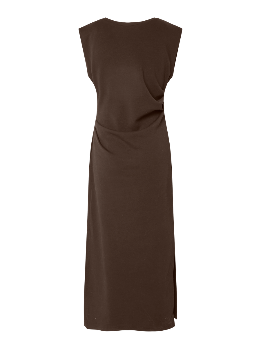 Kleid "gldPINA" in Schokobraun mit Schulterpolstern