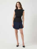 Top "gldPINA" in Black mit Schulterpolstern