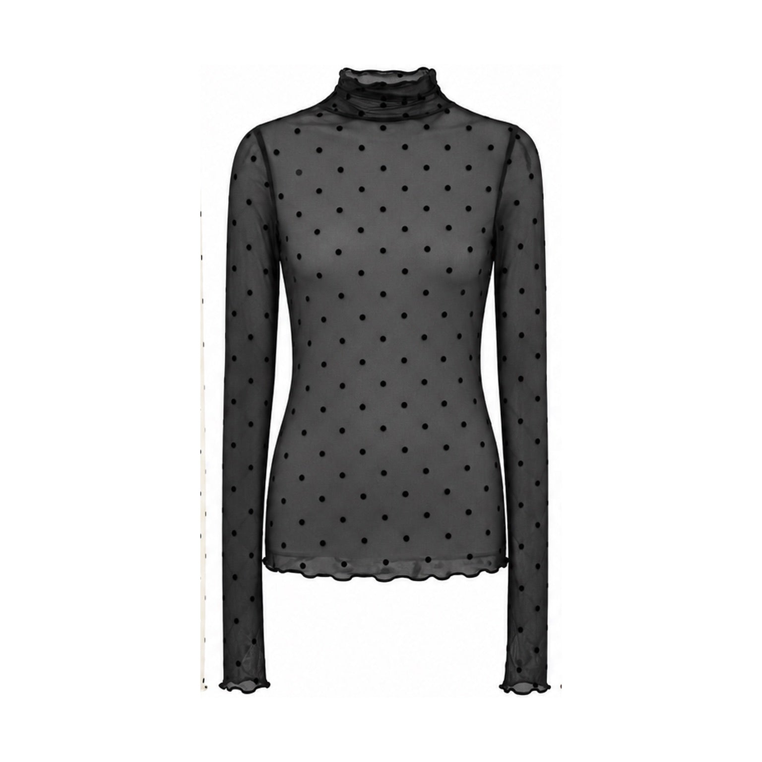 Punkteshirt "gldCELESTE" aus transparentem Mesh in schwarz