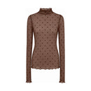 Punkteshirt "gldCELESTE" aus transparentem Mesh in braun