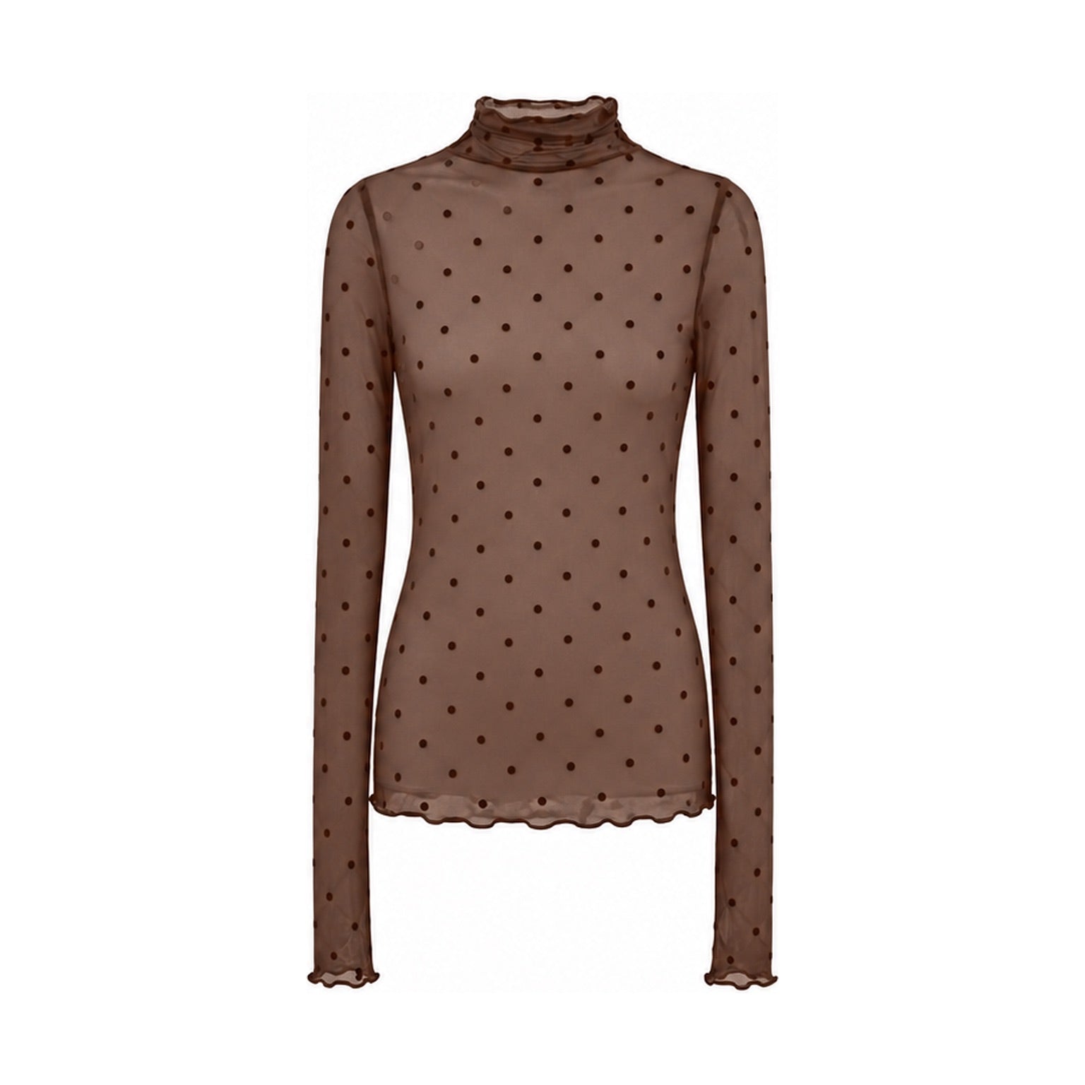 Punkteshirt "gldCELESTE" aus transparentem Mesh in braun