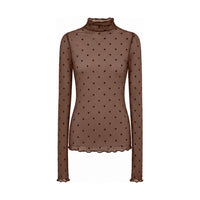 Punkteshirt "gldCELESTE" aus transparentem Mesh in braun