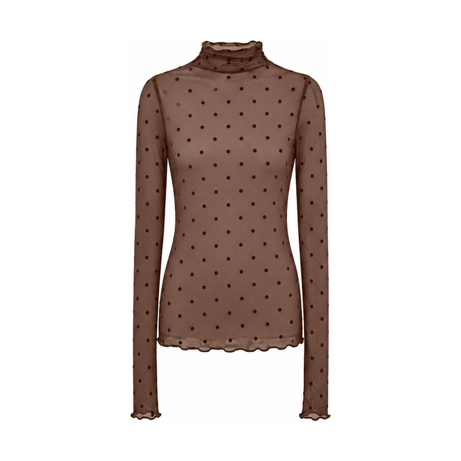 Punkteshirt "gldCELESTE" aus transparentem Mesh in braun