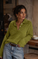 Pullover "gldLAURA" aus flauschigem Kid Mohair in grün