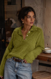 Pullover "gldLAURA" aus flauschigem Kid Mohair in grün