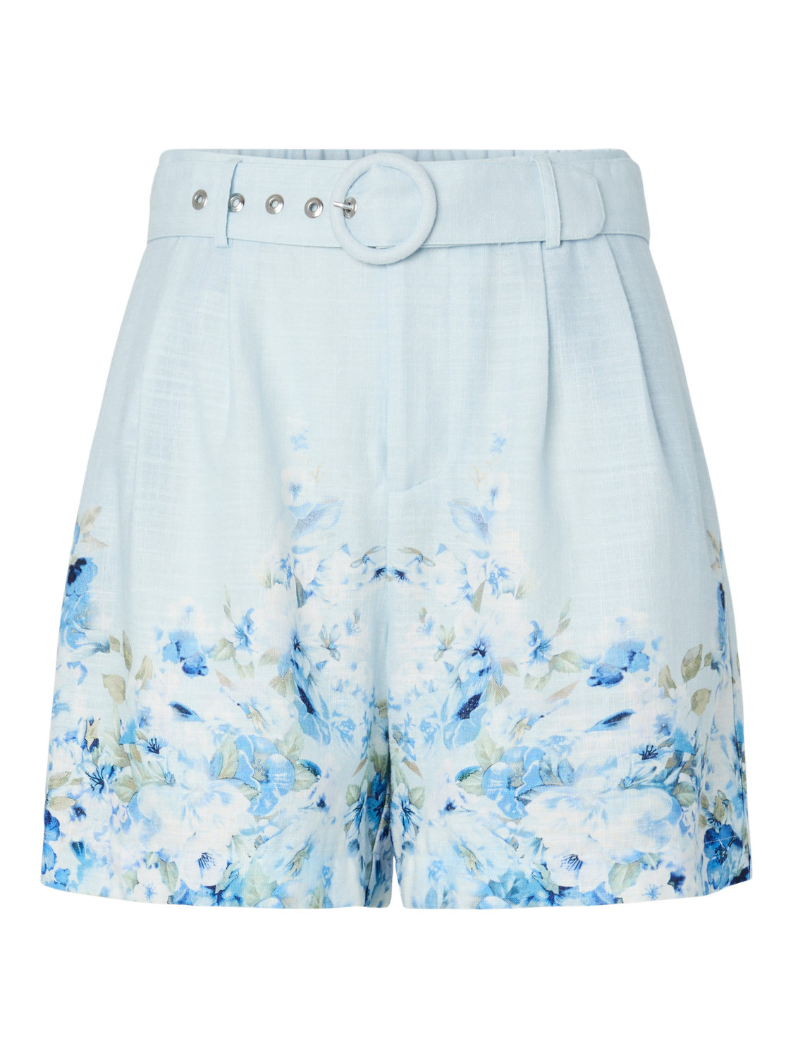 Florale Short mit Gürtel "gldCLEO" in blau/weiß