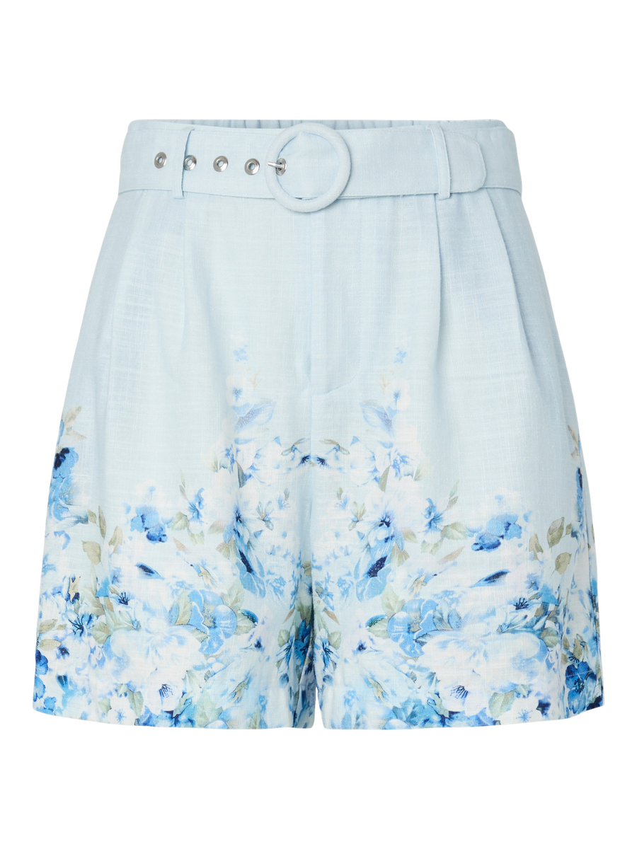 Florale Short mit Gürtel "gldCLEO" in blau/weiß