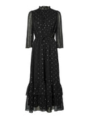 Gepunktetes langes Kleid "gldMENA" in schwarz