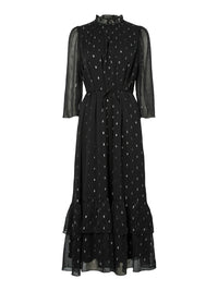 Gepunktetes langes Kleid "gldMENA" in schwarz