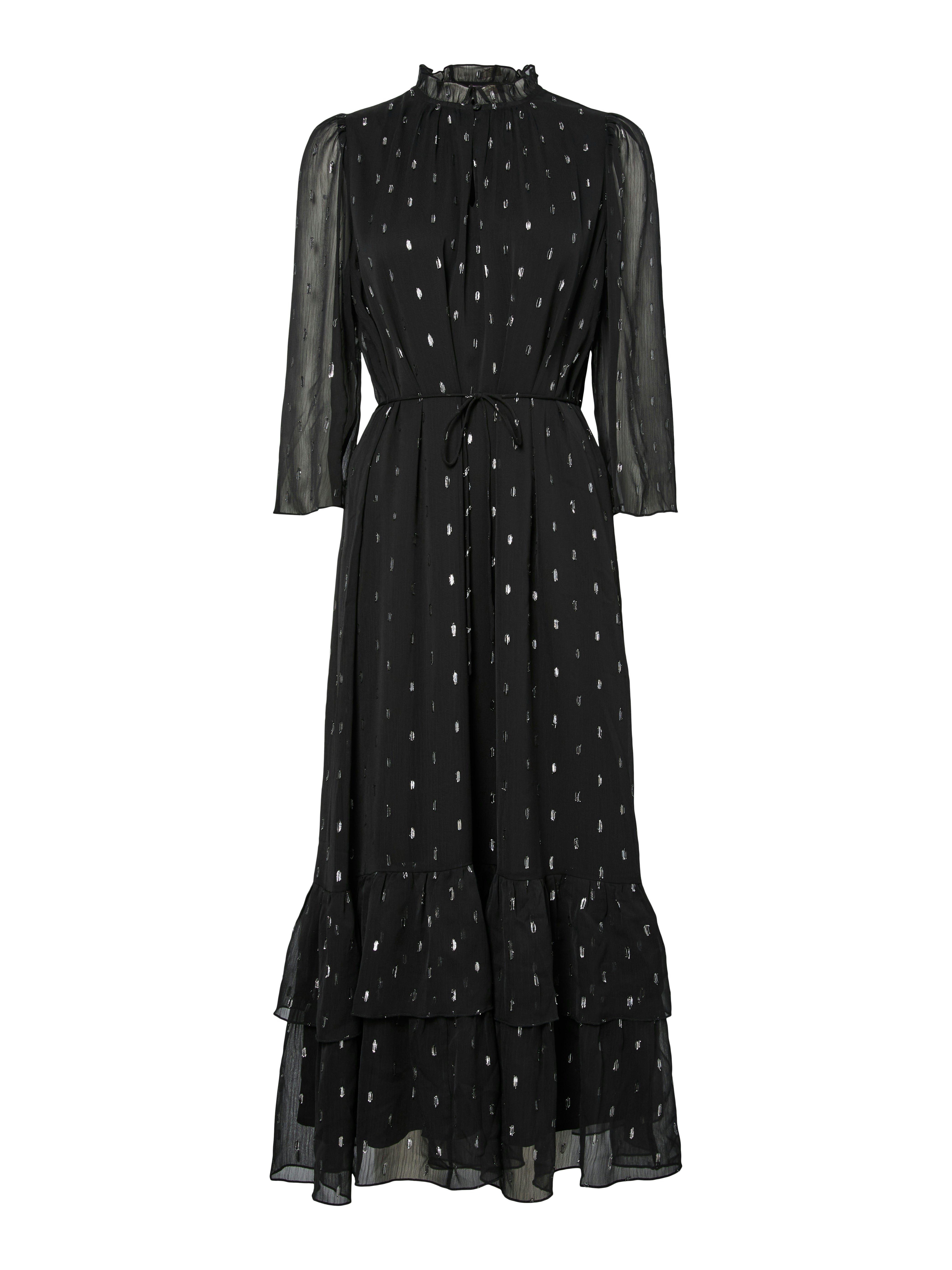 Gepunktetes langes Kleid "gldMENA" in schwarz