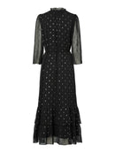 Gepunktetes langes Kleid "gldMENA" in schwarz