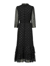 Gepunktetes langes Kleid "gldMENA" in schwarz