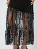 Langes Kleid "gldTERA" mit Paillettensaum