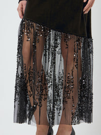 Langes Kleid "gldTERA" mit Paillettensaum