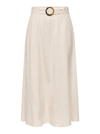 Leinen-Midirock "gldMILAN" in Oatmeal