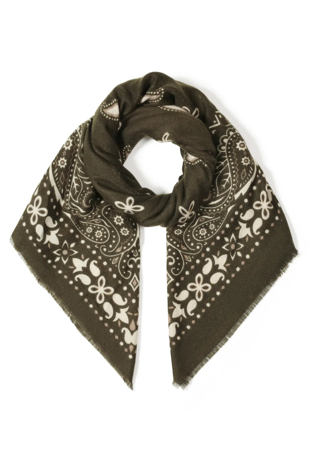 Tuch "gldSINDY" mit Paisley Pattern in dunkelgrün