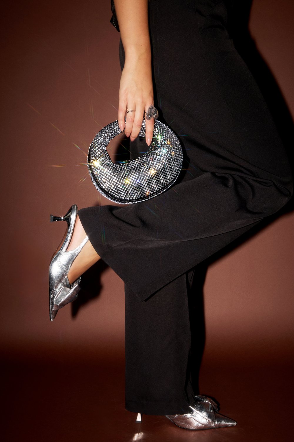 Glitzer-Handtasche "gldTIANA" mit Strasssteinen