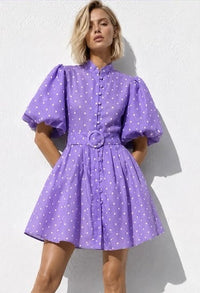 Kleid "gldCECILIA" mit Polka-Dots in flieder