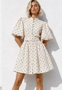 Kleid "gldCECILIA" mit Polka-Dots in creme