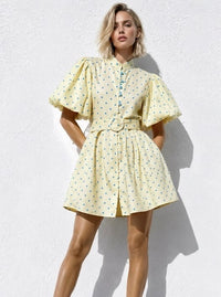 Kleid "gldCECILIA" mit Polka-Dots in gelb
