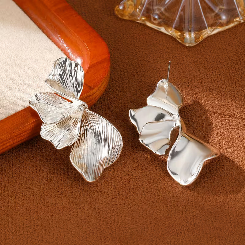 Blumenohrringe "gldELIN" in silber und gold