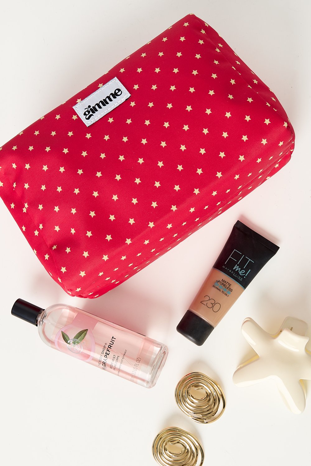 Makeup-Bag "gldLOLA" mit Sternchen in rot/gelb