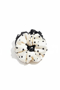 Srunchie "gldHENRIETTE" weiß mit schwarzen großen dots