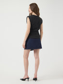 Top "gldPINA" in Black mit Schulterpolstern