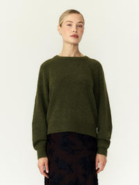 Kuscheliger Pullover "gldJOHI" in Tannengrün mit Alpaka