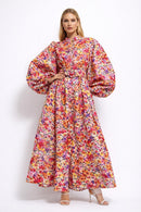 Blümchen-Maxi-Kleid "gldLUCREZIA" mit Puffärmeln
