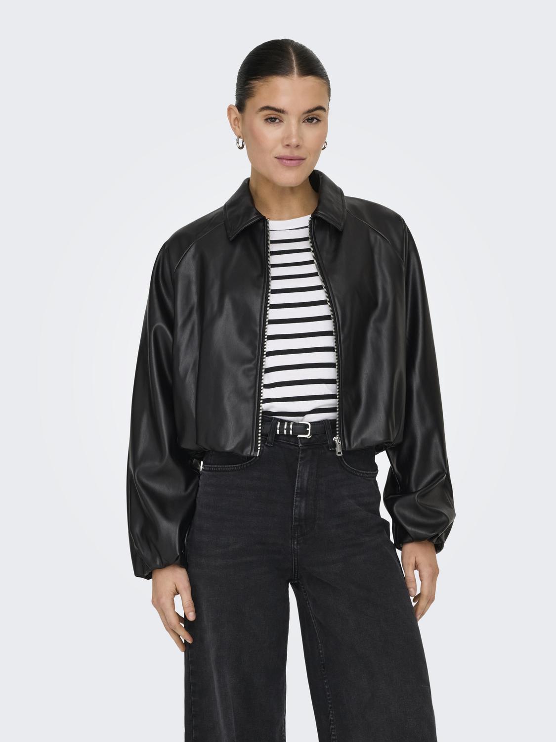 Jacke "gldSARAMY" aus veganem Leder in Black