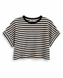 Cropped-Shirt mit Streifen "gldTIZIANA" in schwarz/weiß