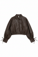Kunstleder Blouson Dunkelbraun