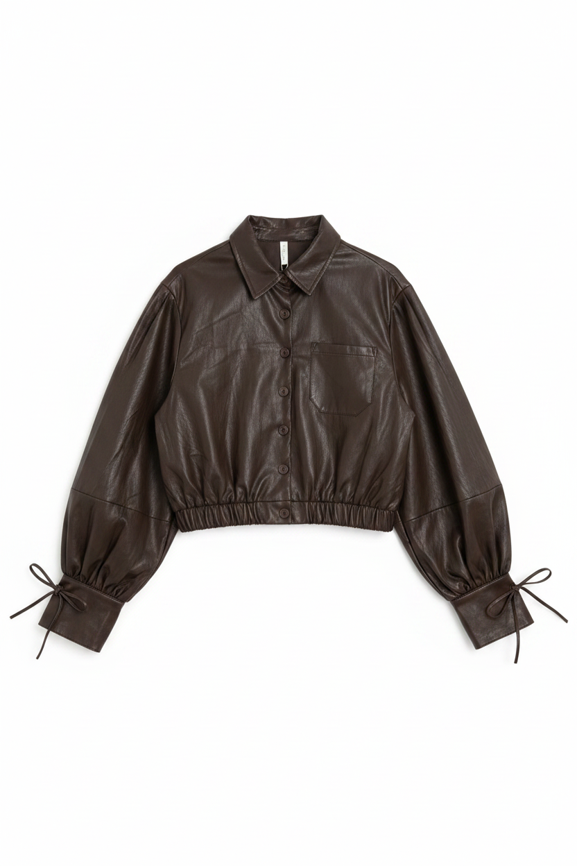Kunstleder Blouson Dunkelbraun