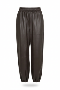 Kunstleder Jogger Hose Dunkelbraun