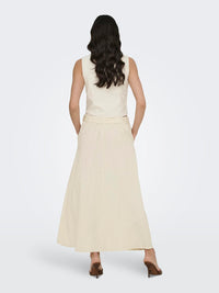 Leinen-Midirock "gldMILAN" in Oatmeal