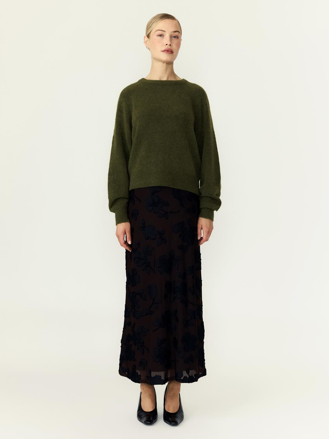 Kuscheliger Pullover "gldJOHI" in Tannengrün mit Alpaka