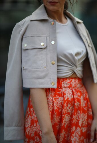 Gecroppte Wildlederjacke "gldANNA" in beige