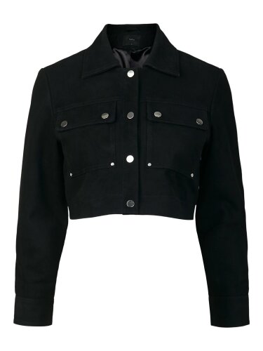 Gecroppte Wildlederjacke &quot;gldANNA&quot; in schwarz