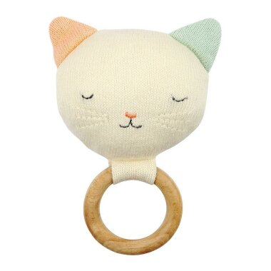 Baby-Rassel "gldKATZE" in mint & rosa