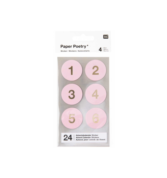 Rosafarbene Sticker &quot;gldTWENTY-FOUR&quot;  f&uuml;r den Adventskalender