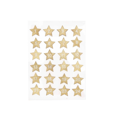 Sternsticker f&uuml;r den Adventskalender aus Holz in gold